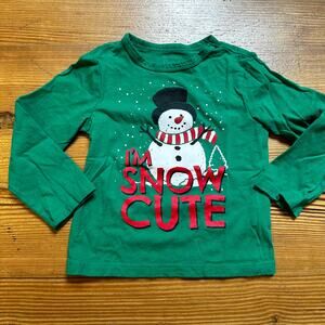 The Children's Place green snowman‎ long sleeve shirt SIZE 2T